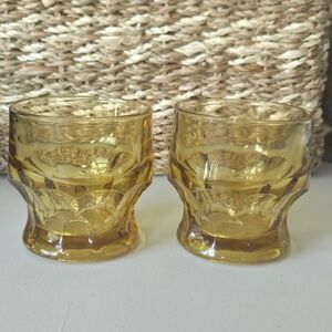 Anchor Hocking Amber Glass Tumbler Pair